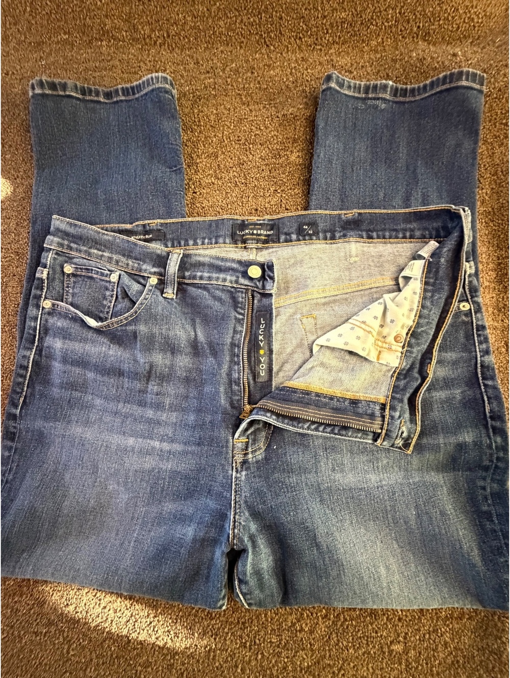 Lucky Brand Jeans Mens 44x32 Blue Denim Corte Madera